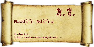 Madár Nóra névjegykártya